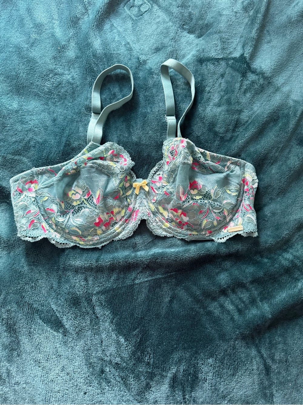 Adore Me Sage Green Sheer Floral Embroidered Underwire Bra